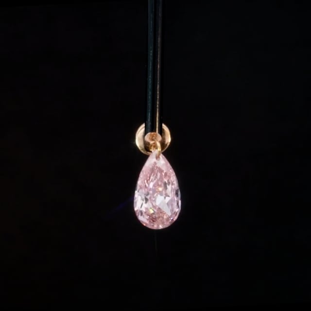 Natural Pink Pear Floating Diamond Threaded Charm Earring With Titanium Backing