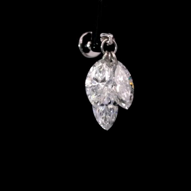 Floating Diamond Plume Threaded Charm Earring