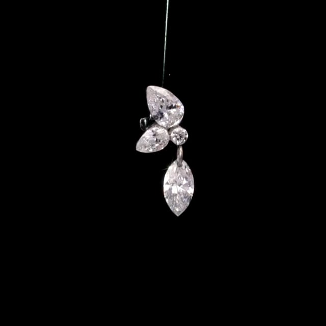Marquise Pear Diamond Echo Threaded Stud Earring