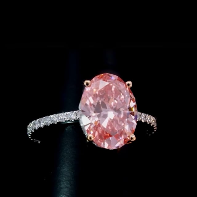 Pink Oval Diamond Eternity Finger Ring