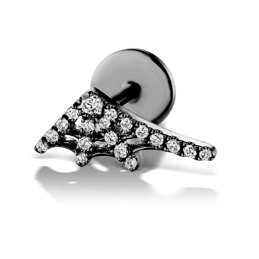 Diamond Web Threaded Stud Earring With Titanium Backing