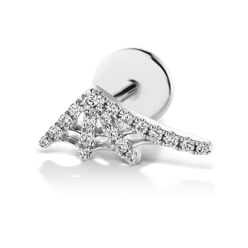 Diamond Web Threaded Stud Earring With Titanium Backing