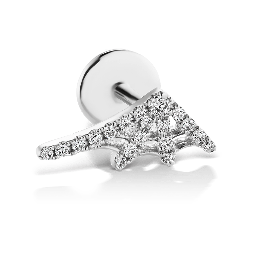 Diamond Web Threaded Stud Earring With Titanium Backing