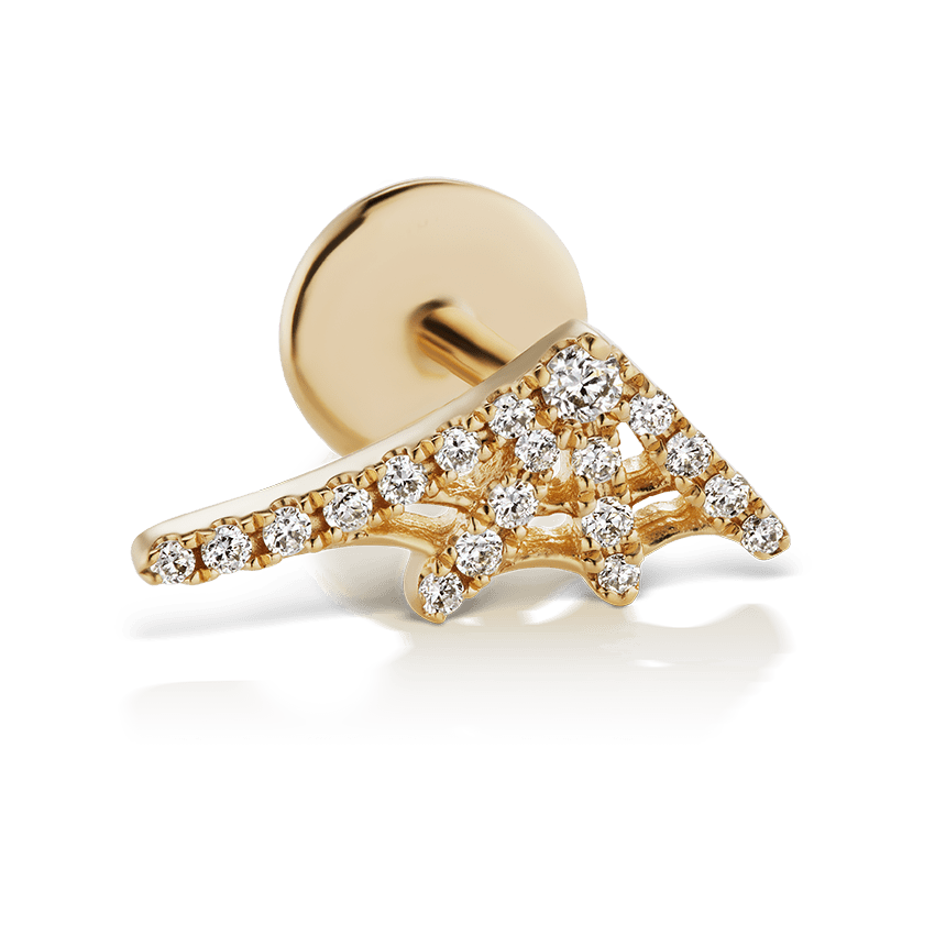 Diamond Web Threaded Stud Earring With Titanium Backing