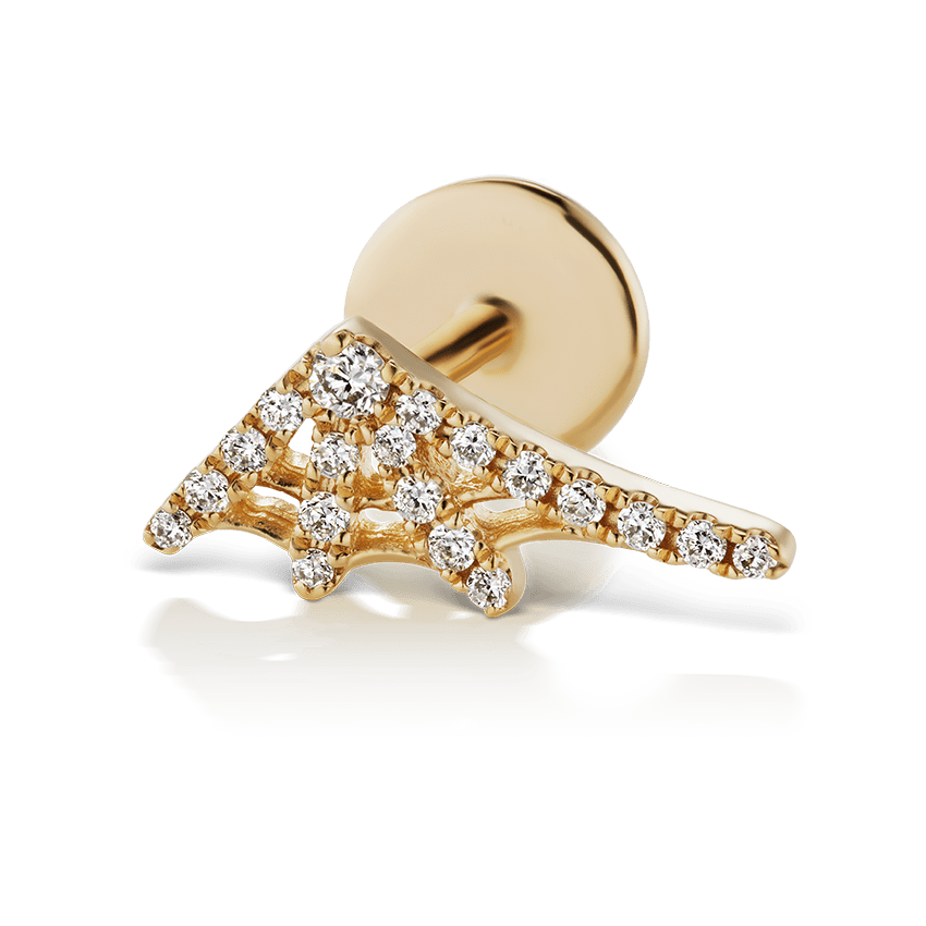 Diamond Web Threaded Stud Earring With Titanium Backing