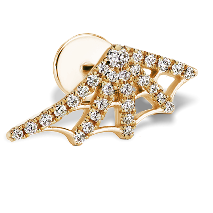 Diamond Web Threaded Stud Earring