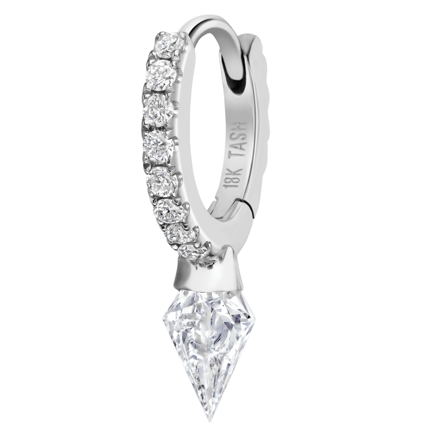 Silhouette Diamond Short Spike Eternity Hoop Earring