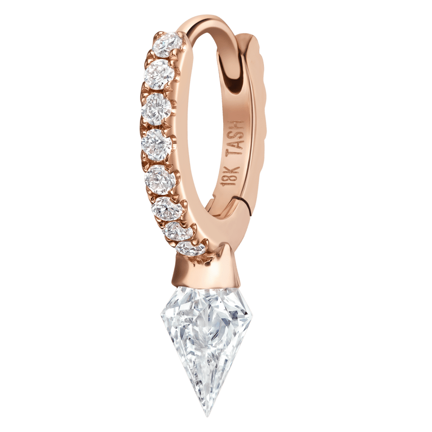 Silhouette Diamond Short Spike Eternity Hoop Earring