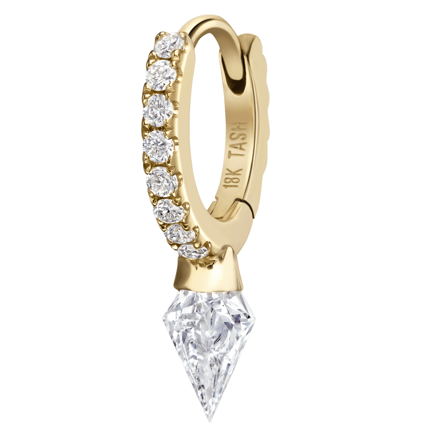 Silhouette Diamond Short Spike Eternity Hoop Earring