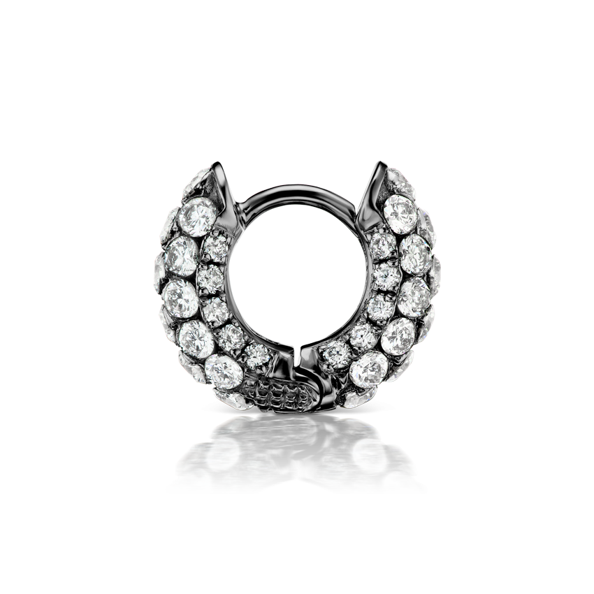 Invisible Set Diamond Three Row Pavé Hoop Earring