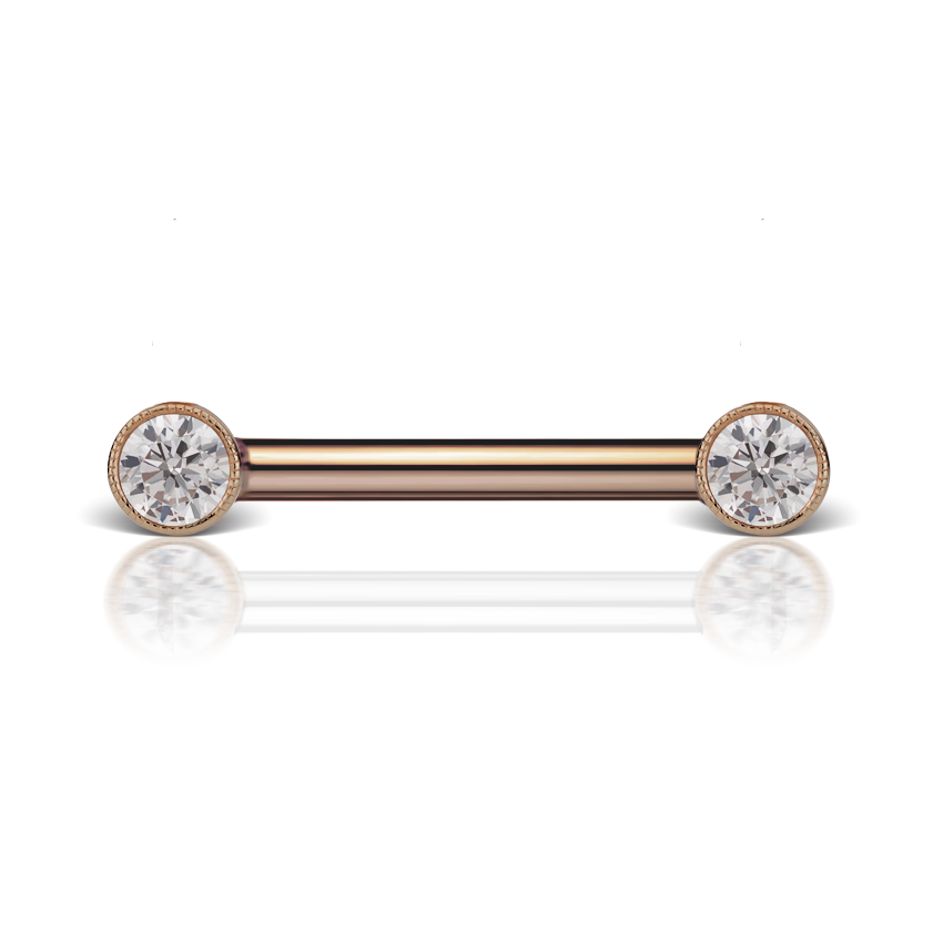 Cubic Zirconia Engraved Nipple Barbell
