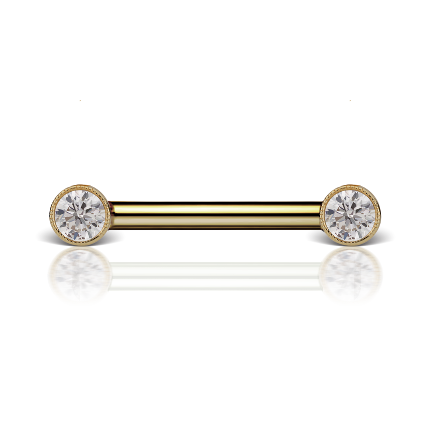 Cubic Zirconia Engraved Nipple Barbell