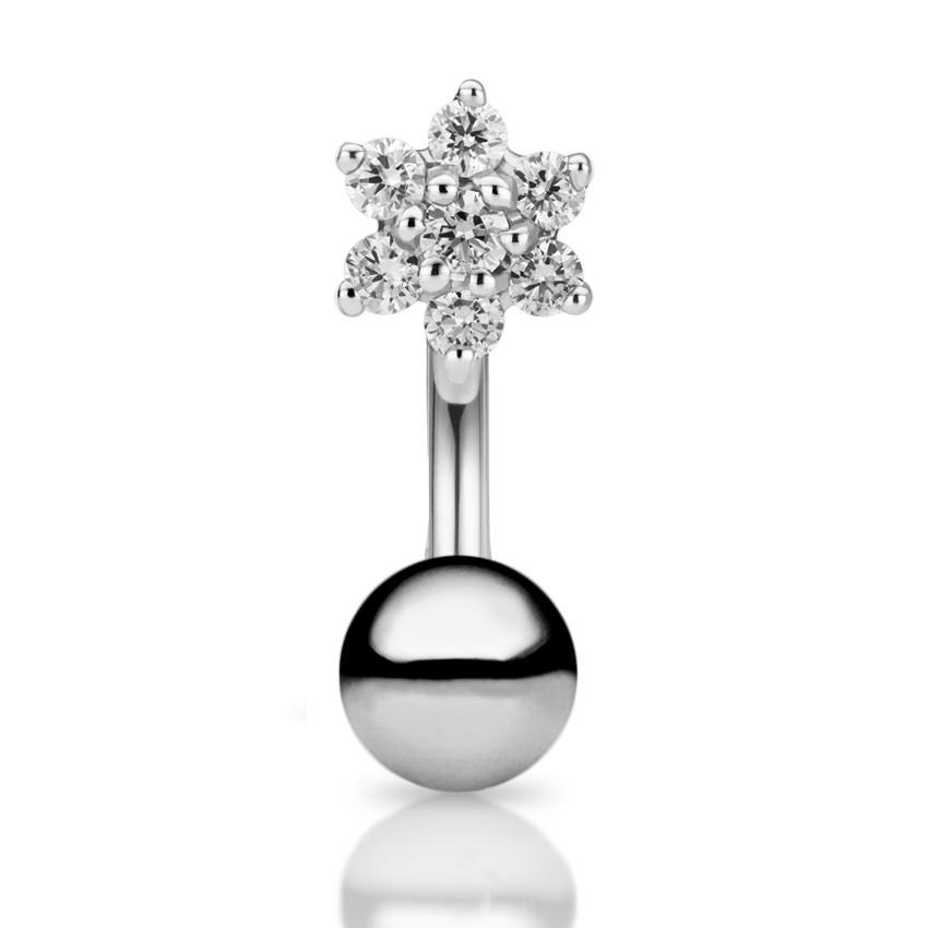 Diamond Flower and Ball Rook Barbell