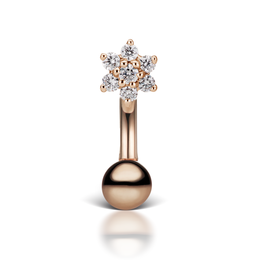 4.5mm Cubic Zirconia Flower and 4mm Gold Ball Navel Barbell