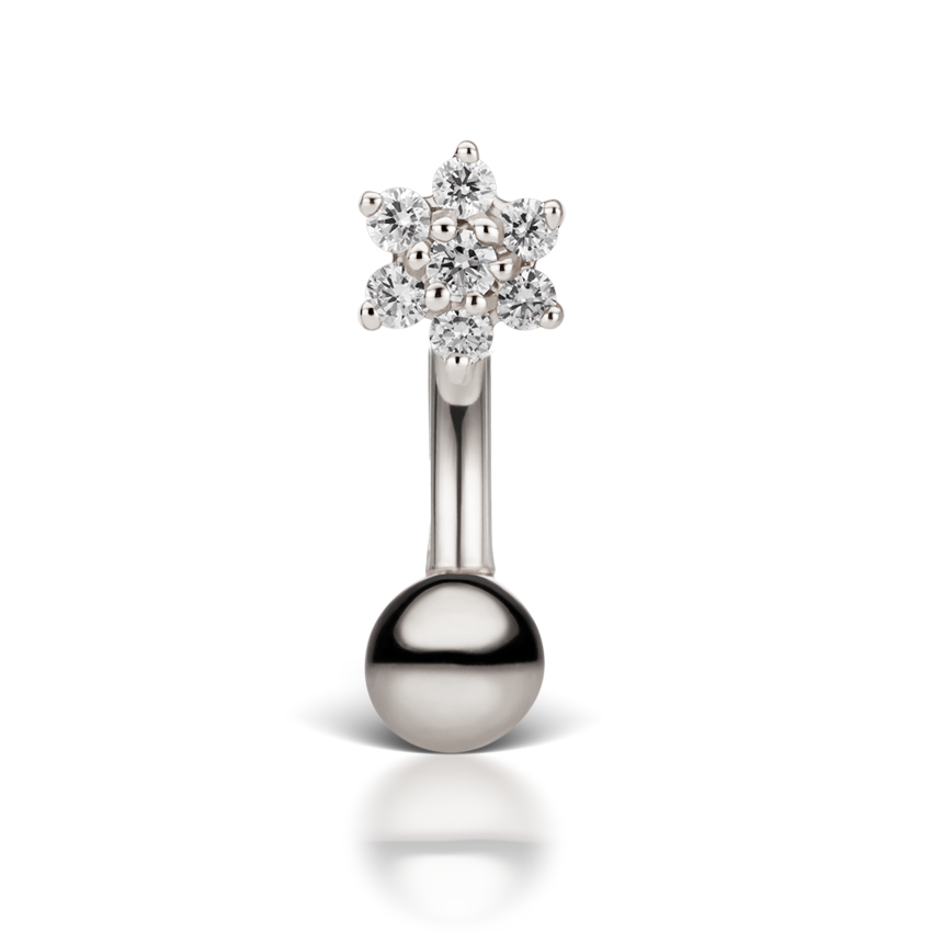 4.5mm Cubic Zirconia Flower and 4mm Gold Ball Navel Barbell
