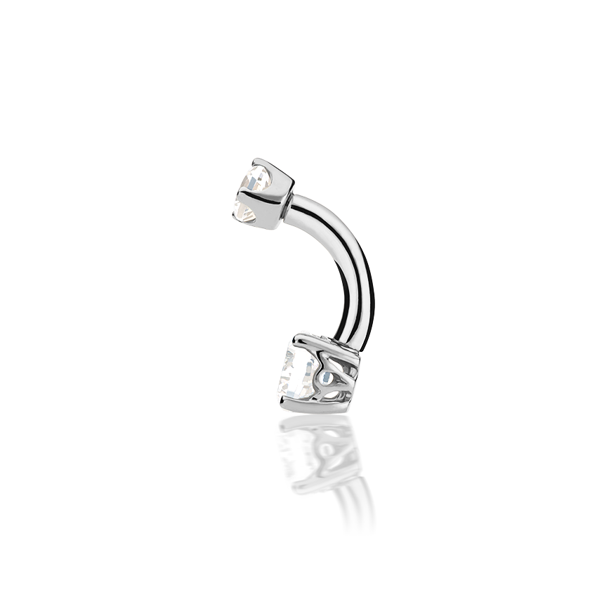 Cubic Zirconia Prong Solitaire Barbell