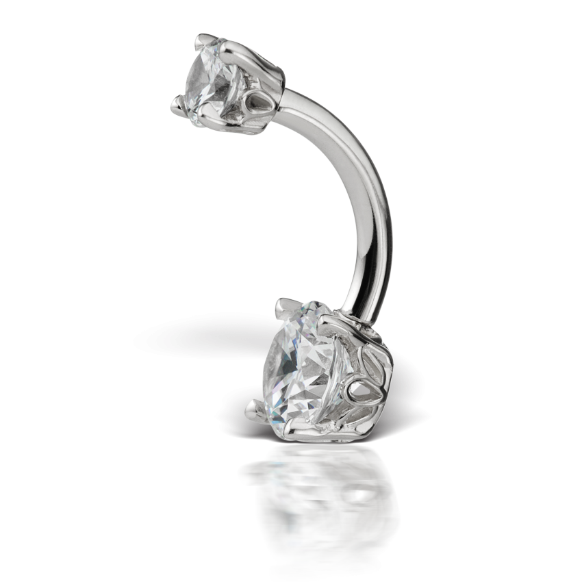 Cubic Zirconia Prong Solitaire Barbell
