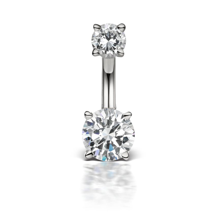 Cubic Zirconia Prong Solitaire Barbell