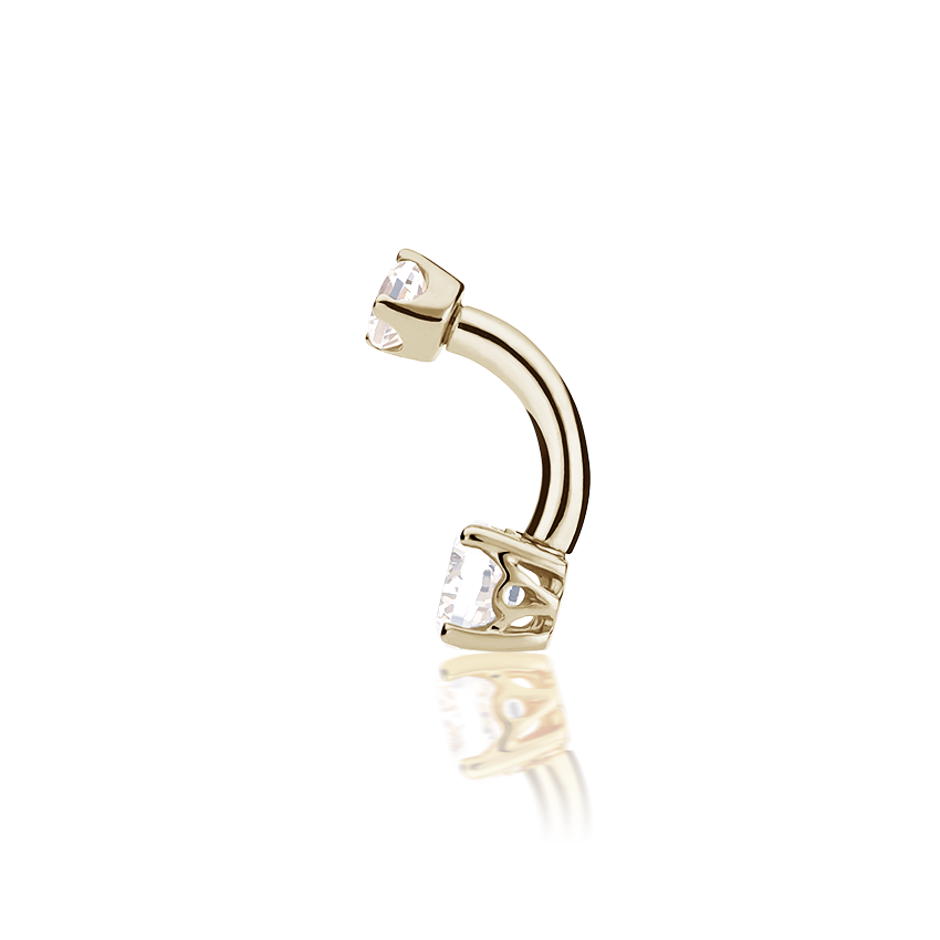 Cubic Zirconia Prong Solitaire Barbell