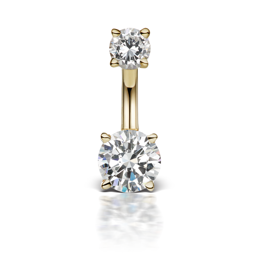 Cubic Zirconia Prong Solitaire Barbell