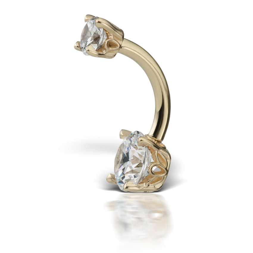 Cubic Zirconia Prong Solitaire Barbell