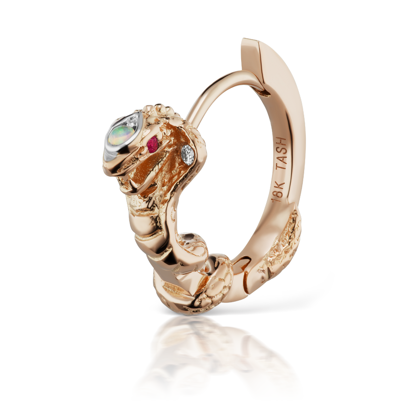8mm Cobra Clicker with Opal Head and Ruby Eyes