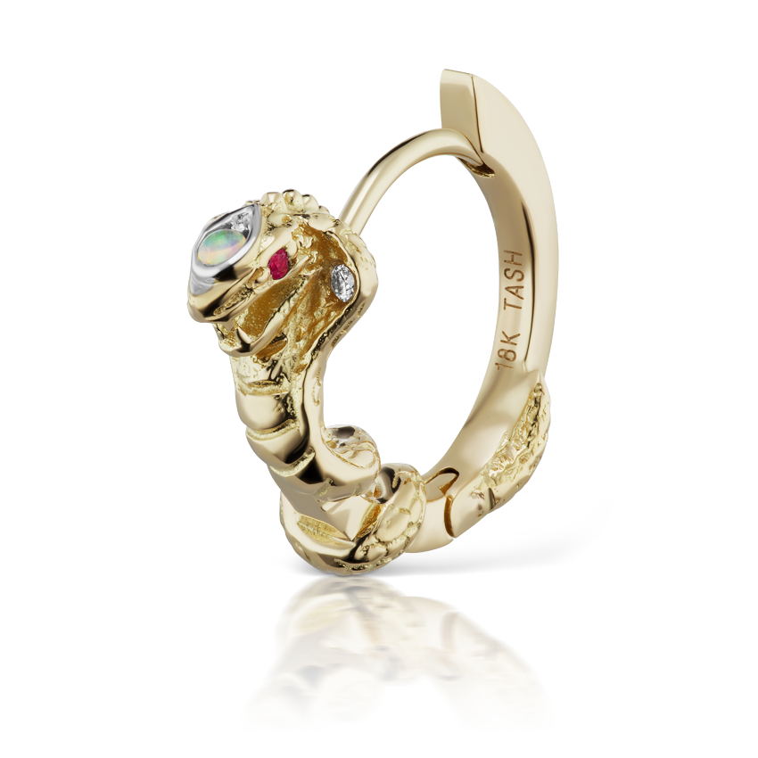 8mm Cobra Clicker with Opal Head and Ruby Eyes