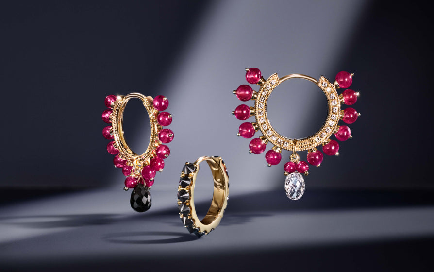 MARIA TASH ダイヤモンドフープピアス18k イエローゴールド6.5mm Diamond Star Eternity Hoop Earring – MARIA TASH