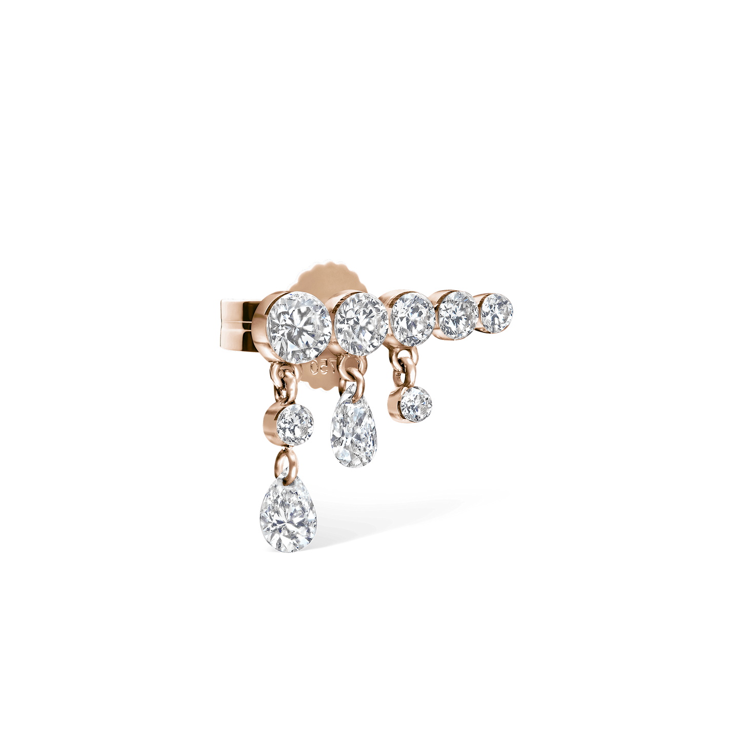 Invisible Set Diamond Crescendo Bar Stud Earring