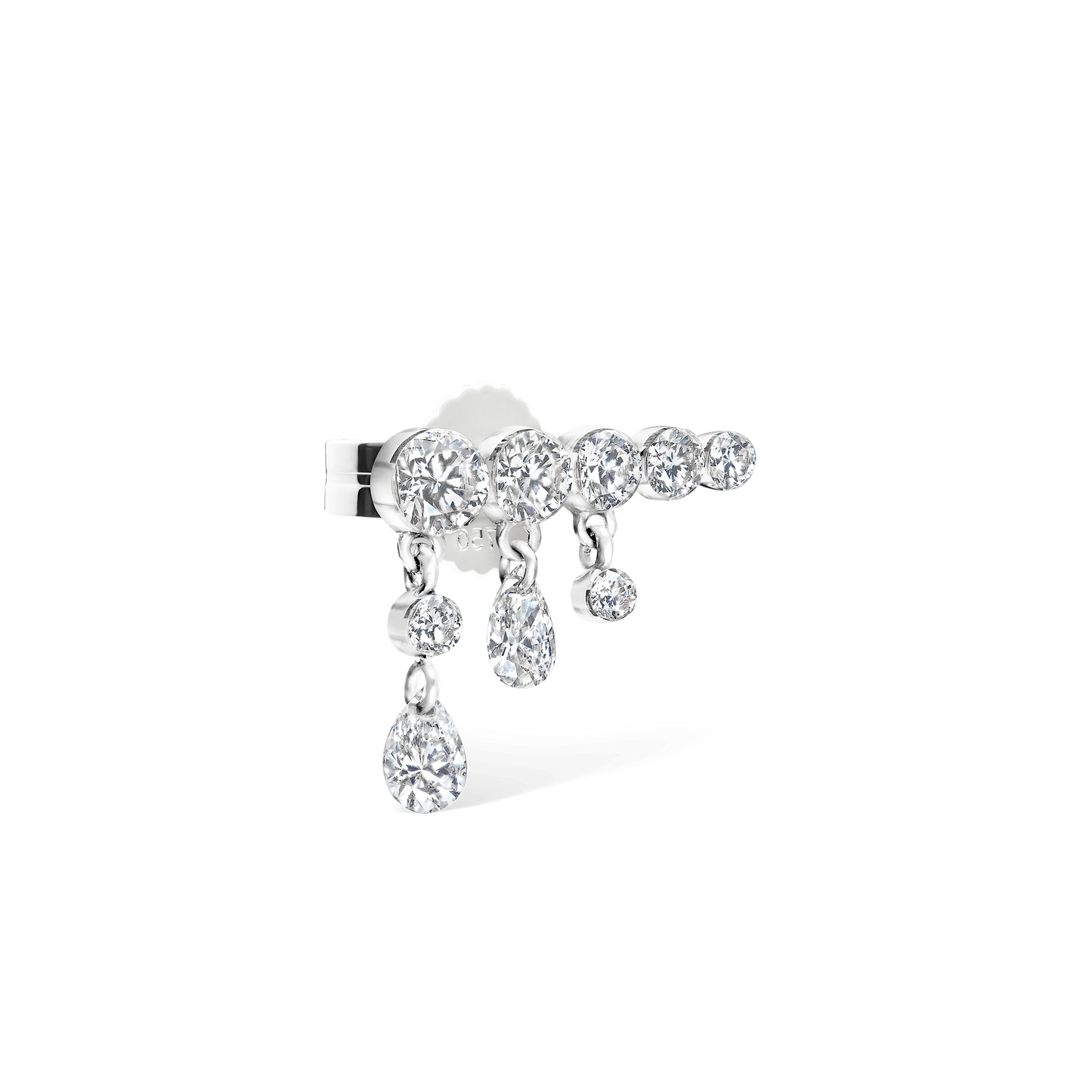 Invisible Set Diamond Crescendo Bar Stud Earring