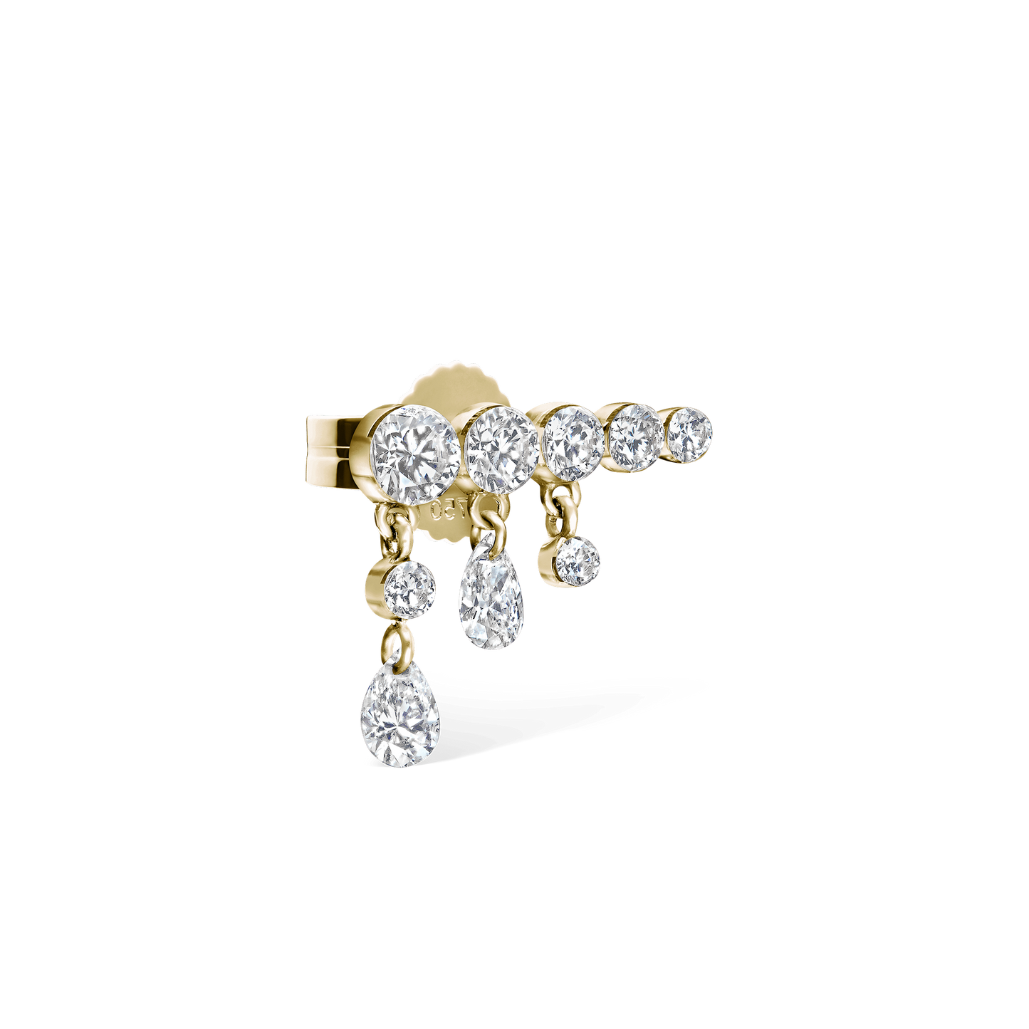 Invisible Set Diamond Crescendo Bar Stud Earring