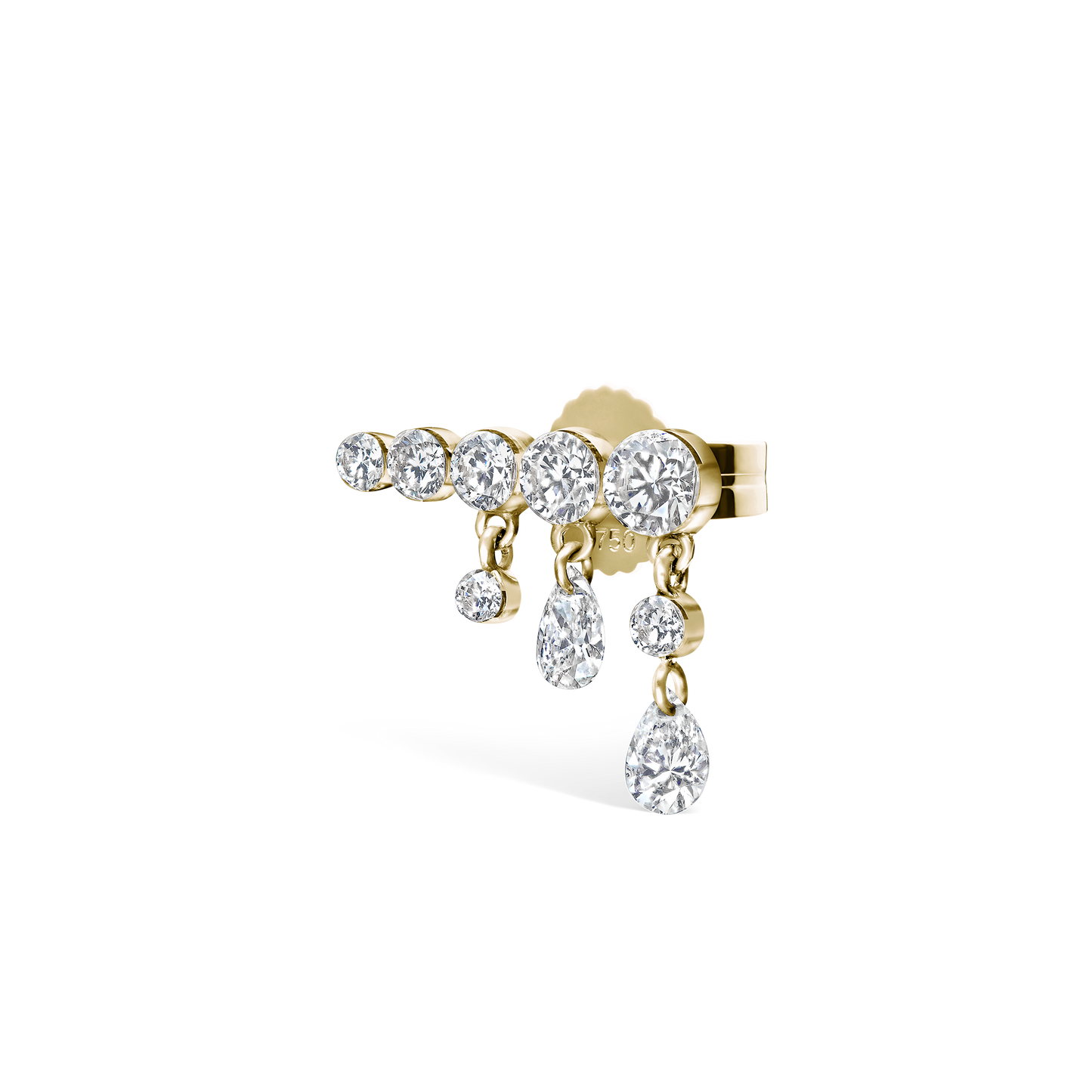 Invisible Set Diamond Crescendo Bar Stud Earring