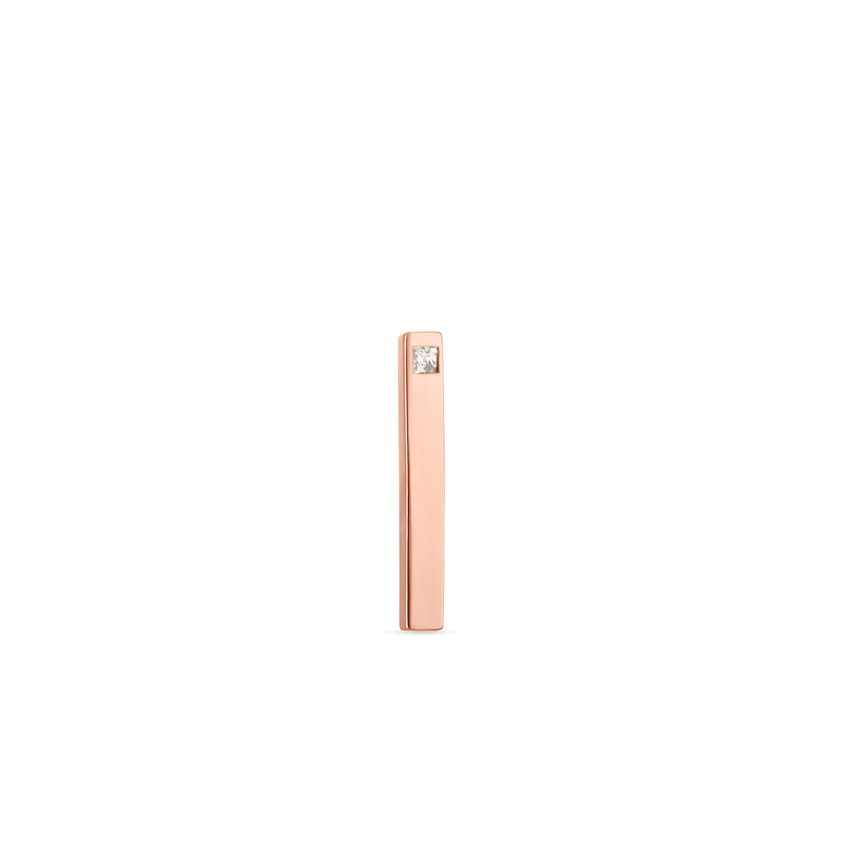 Matte Square Three Diamond End Bar Stud Earring