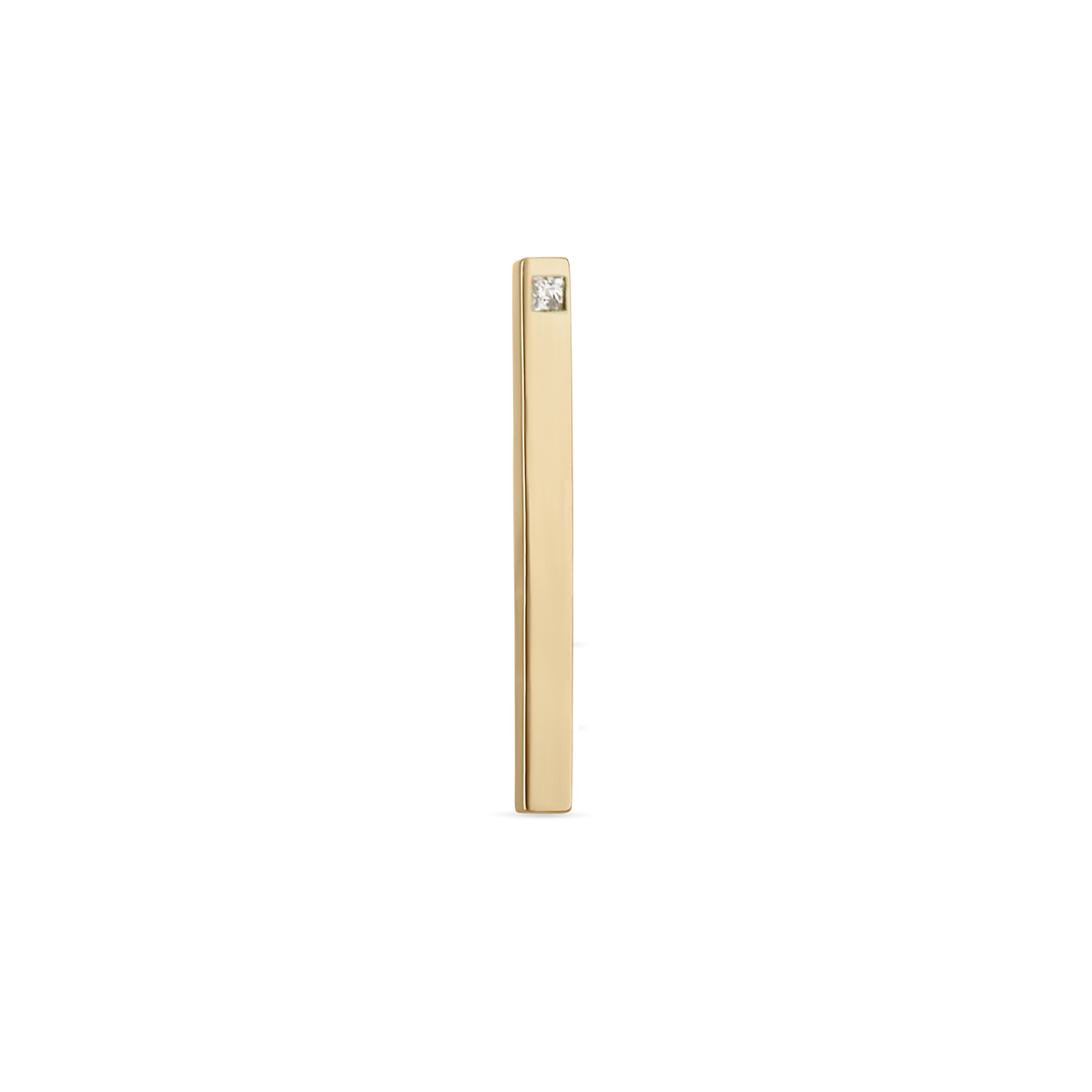 Matte Square Three Diamond End Bar Stud Earring