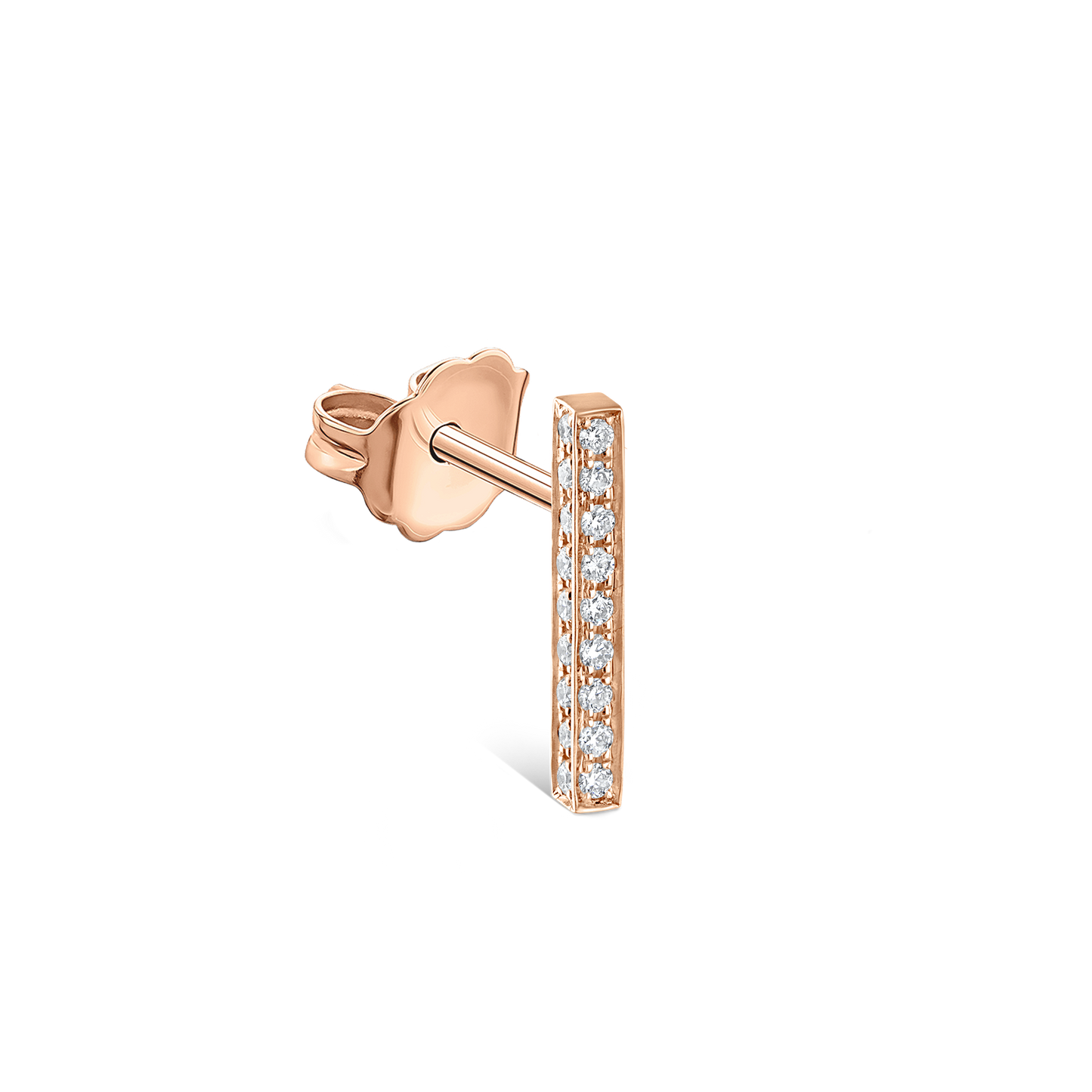 Square Diamond Pavé Bar Stud Earring