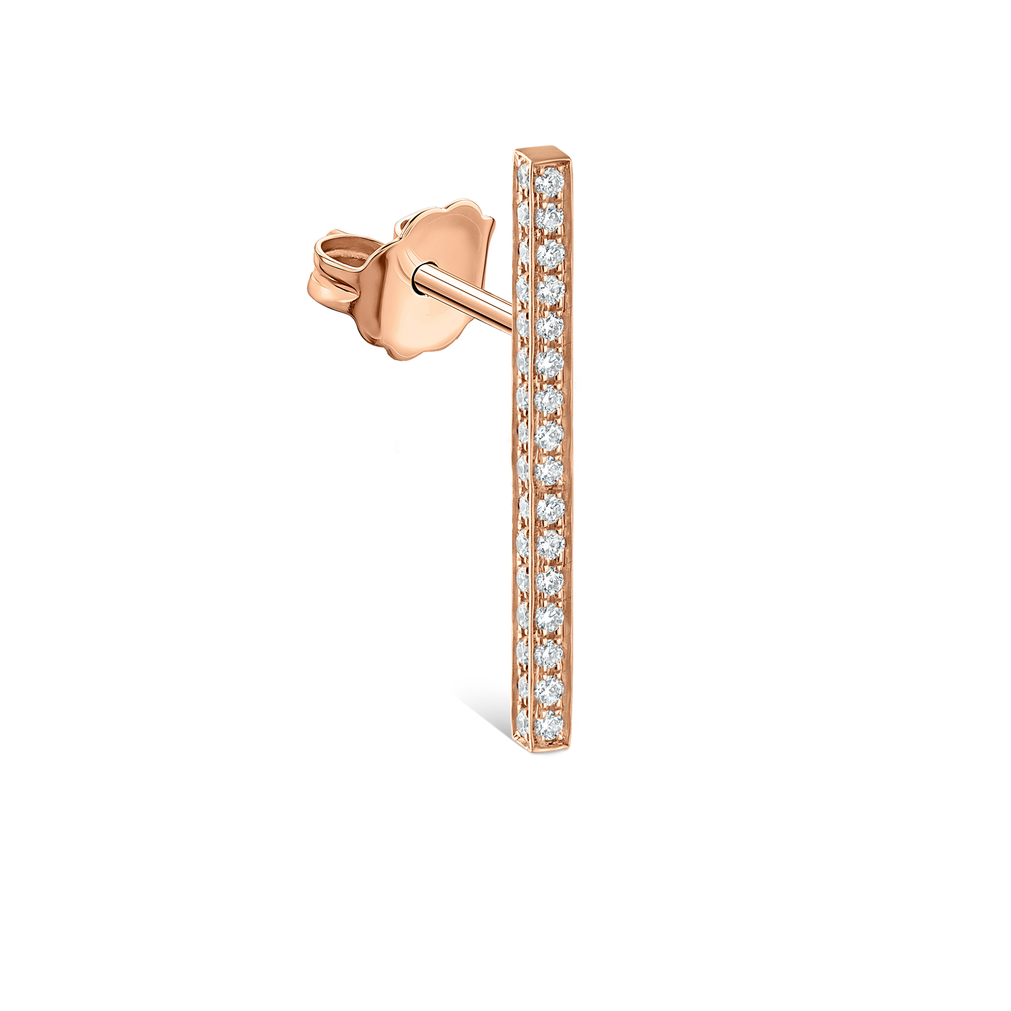 Square Diamond Pavé Bar Stud Earring