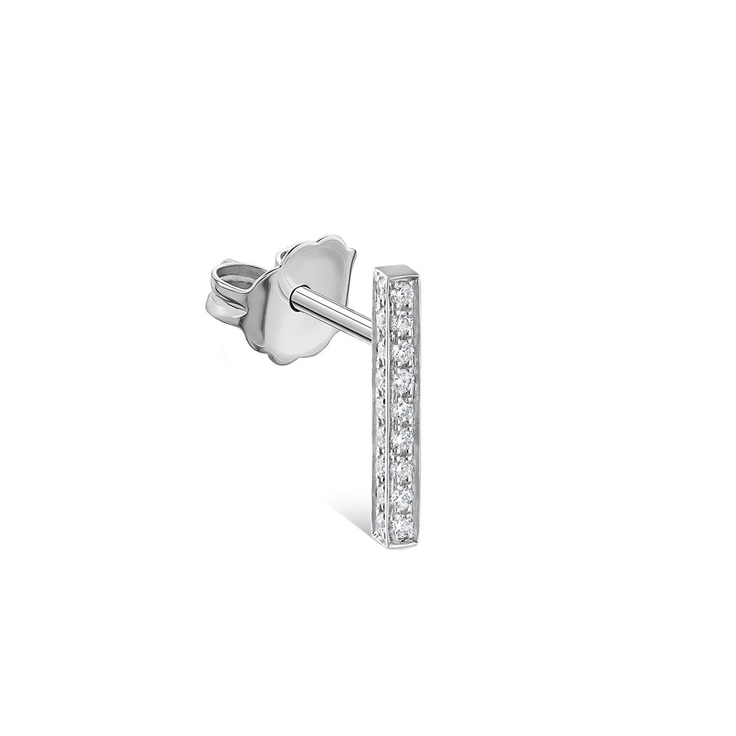 Square Diamond Pavé Bar Stud Earring