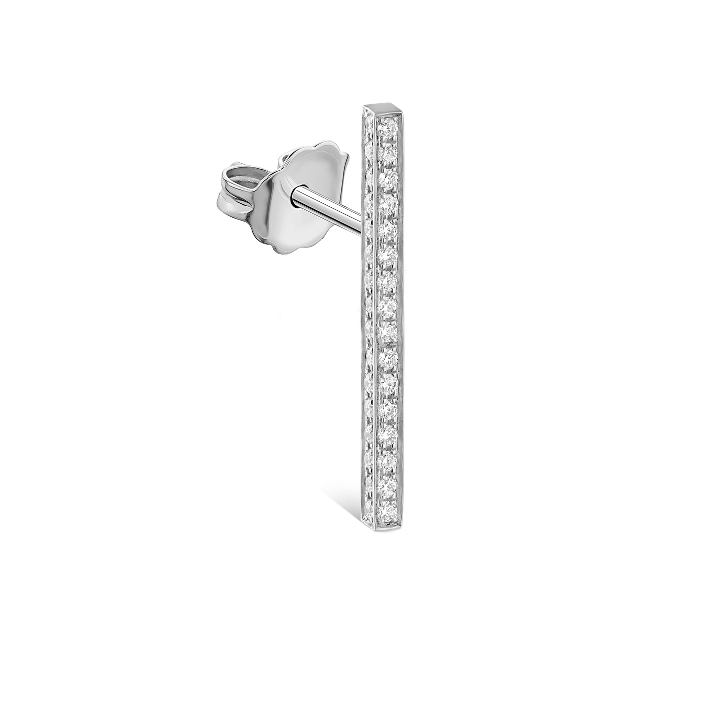 Square Diamond Pavé Bar Stud Earring