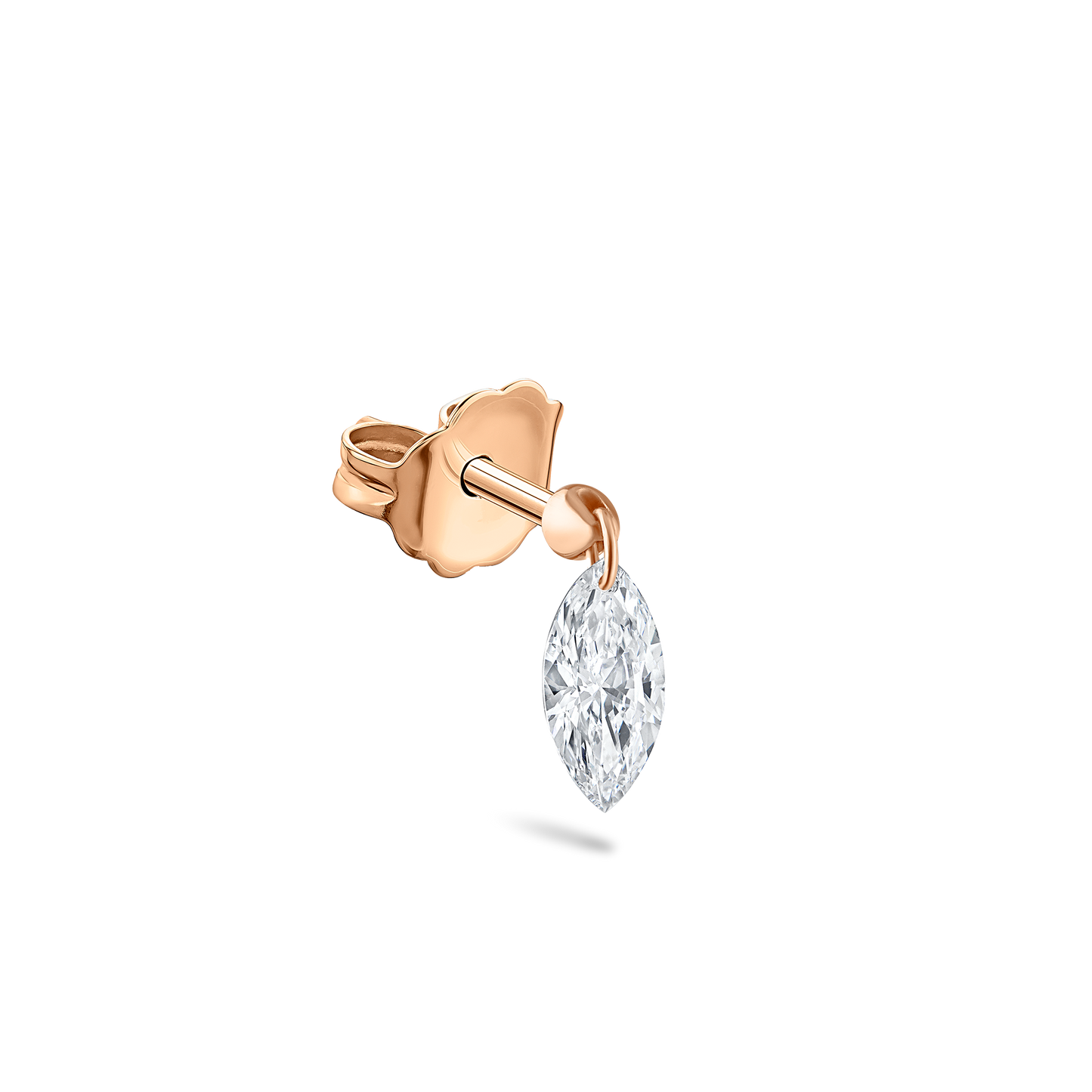 Floating Marquise Diamond Charm Stud Earring