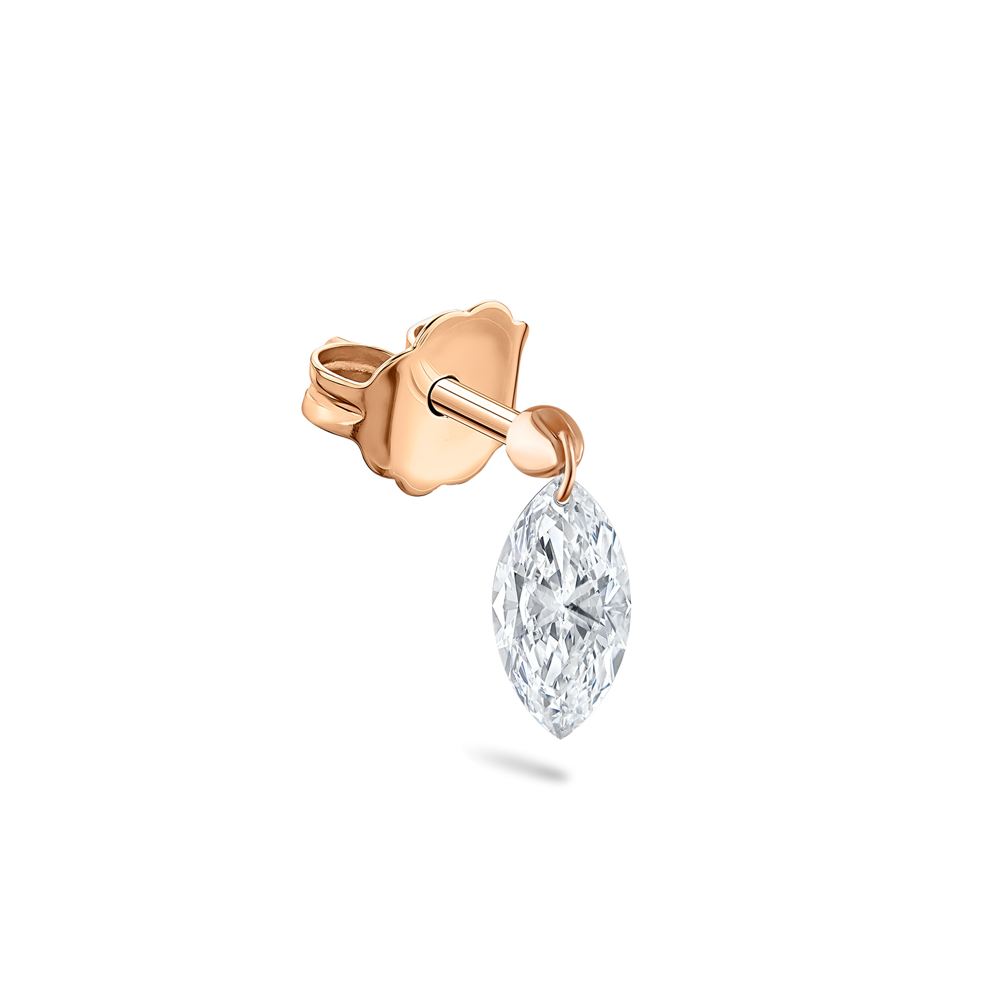 Floating Marquise Diamond Charm Stud Earring
