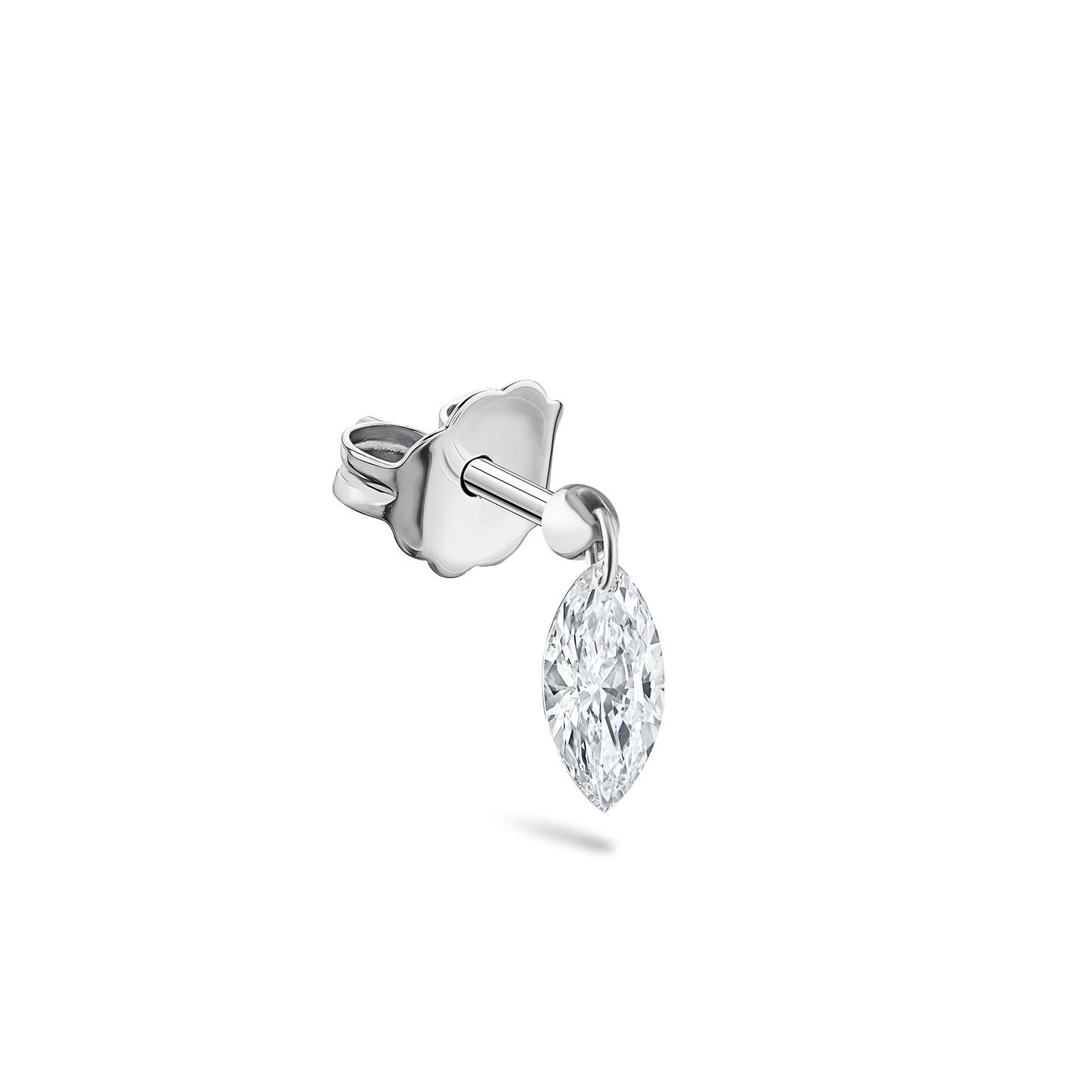 Floating Marquise Diamond Charm Stud Earring
