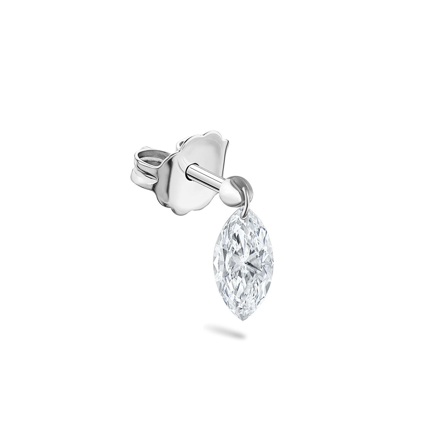 Floating Marquise Diamond Charm Stud Earring