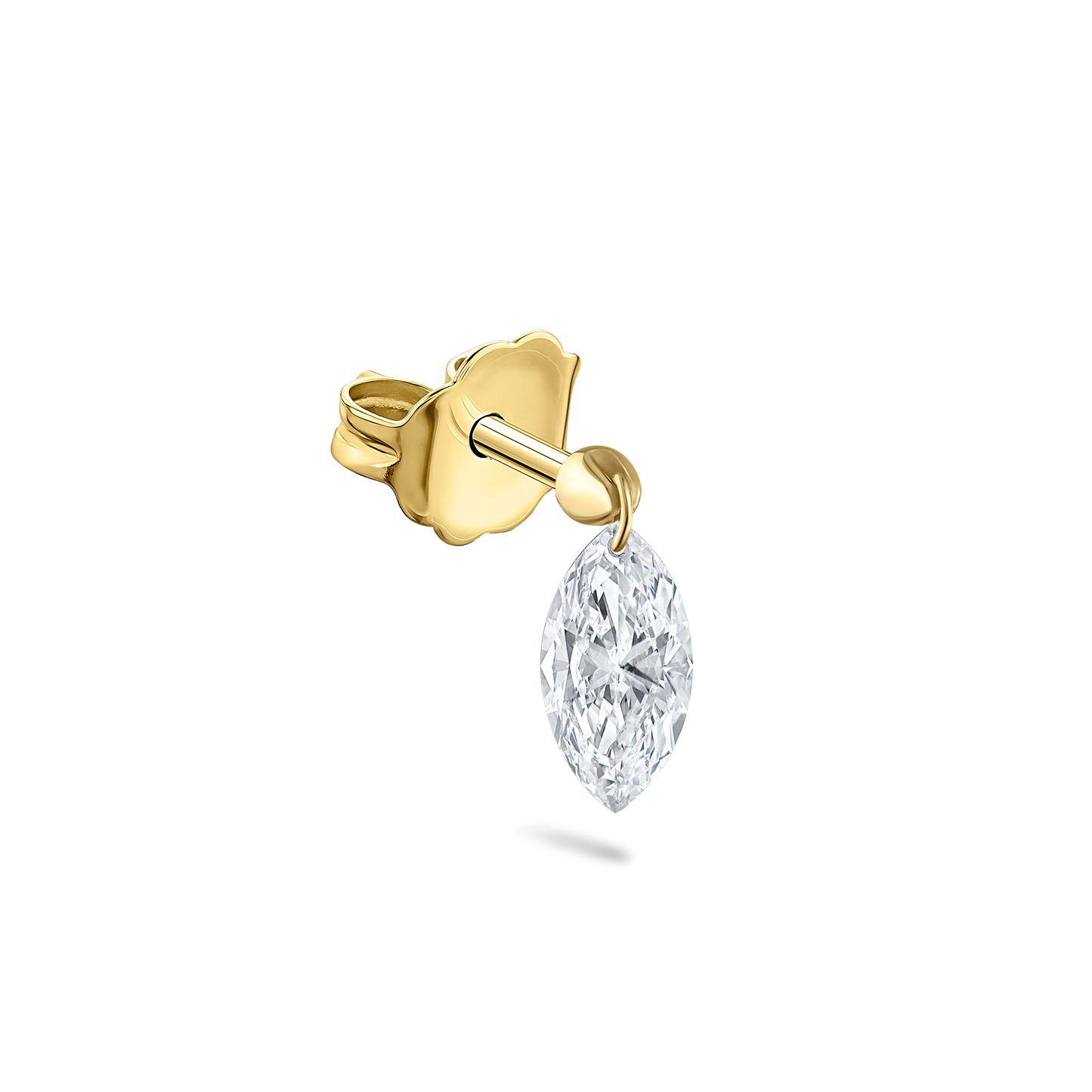 Floating Marquise Diamond Charm Stud Earring