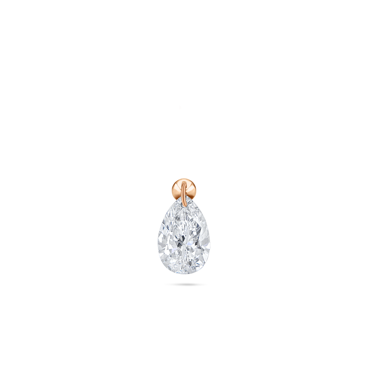 Floating Pear Diamond Charm Stud Earring