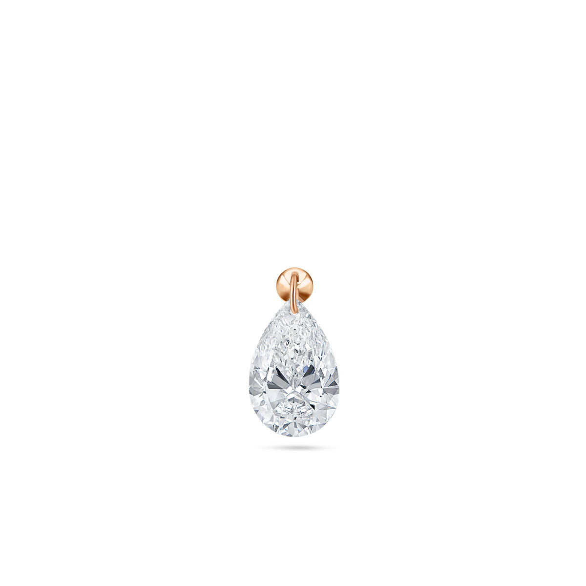 Floating Pear Diamond Charm Stud Earring