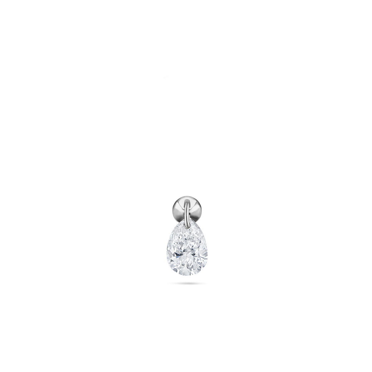 Floating Pear Diamond Charm Stud Earring