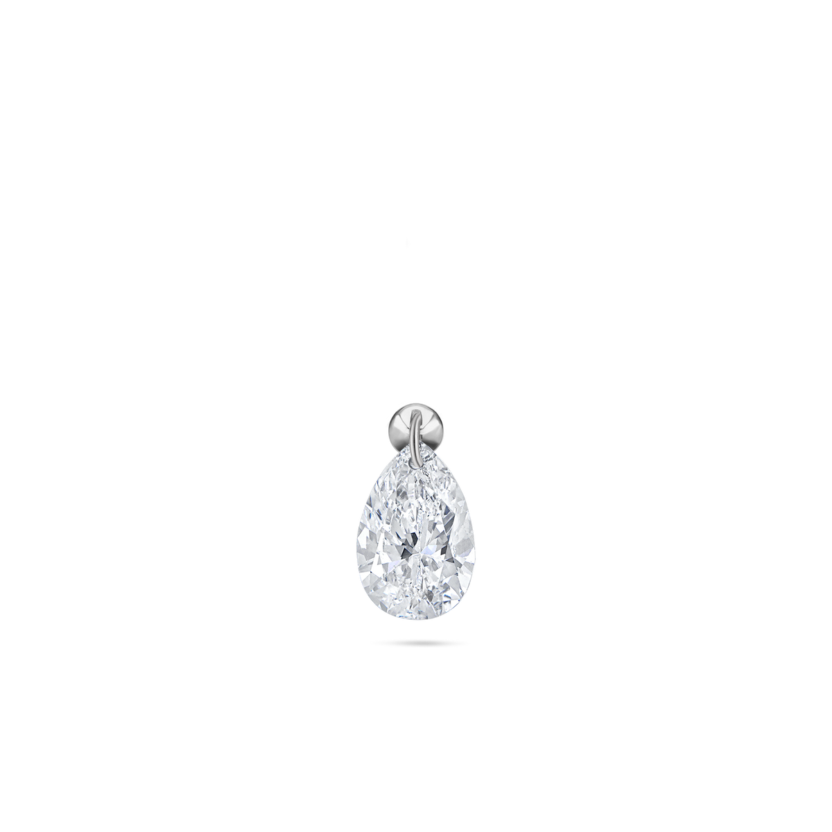 Floating Pear Diamond Charm Stud Earring