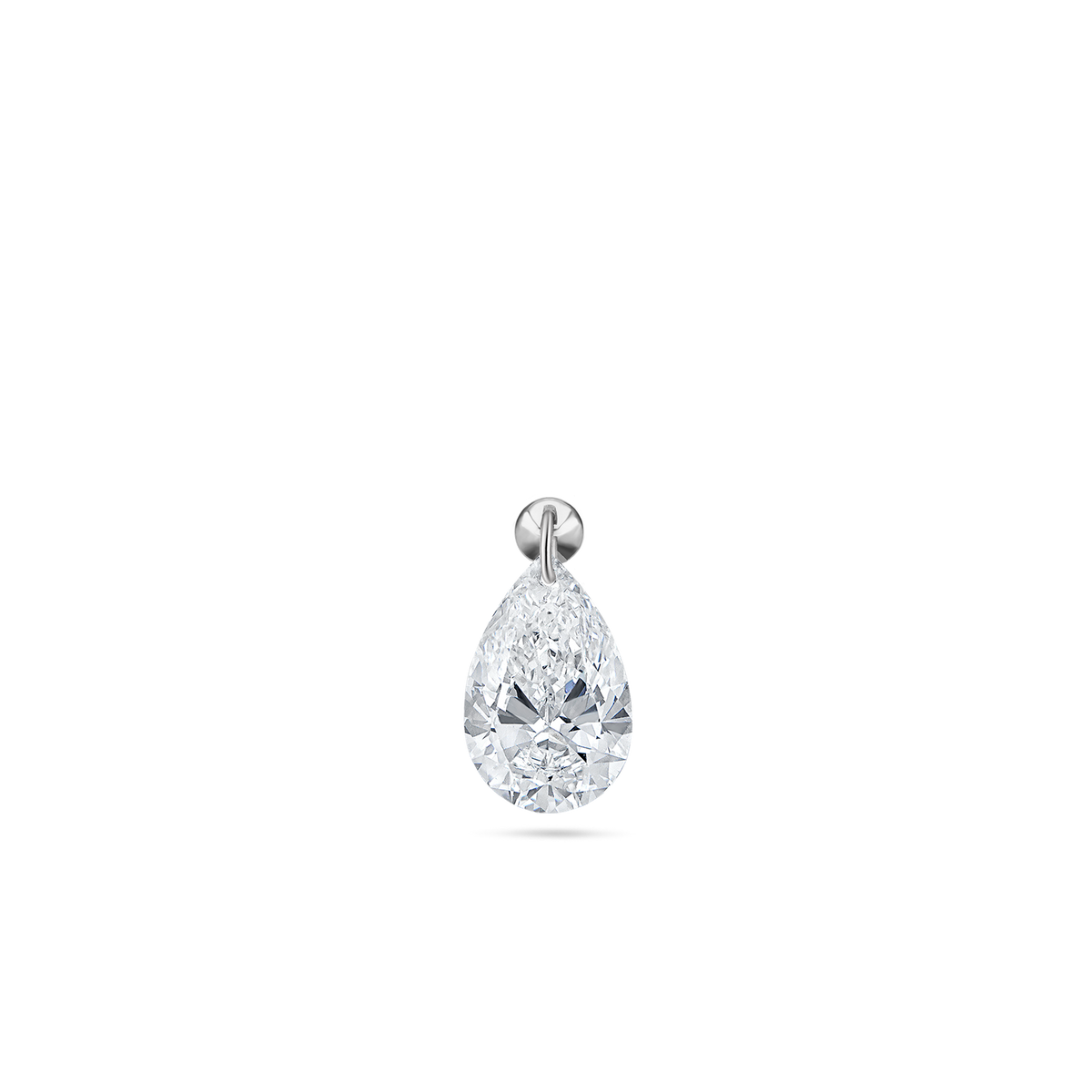 Floating Pear Diamond Charm Stud Earring