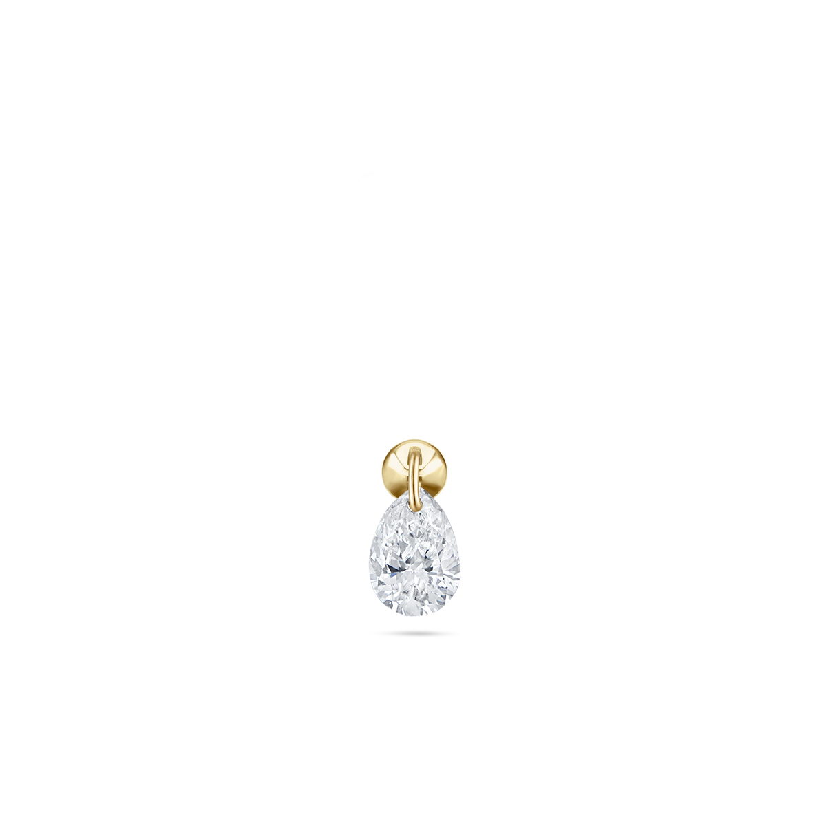 Floating Pear Diamond Charm Stud Earring
