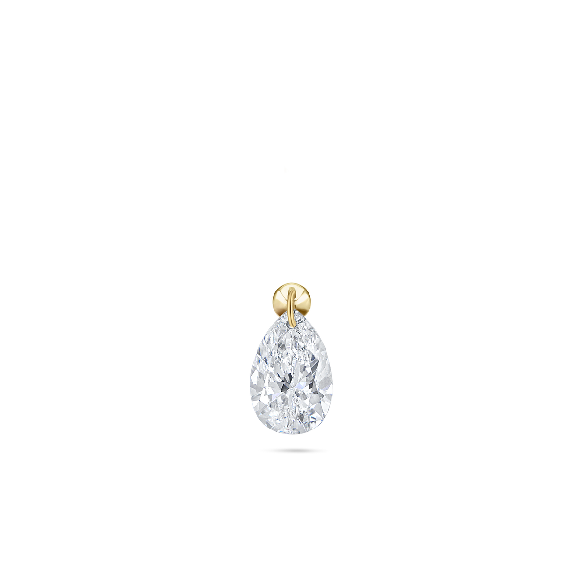 Floating Pear Diamond Charm Stud Earring